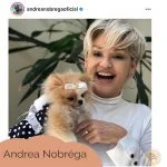 Andréa Nóbrega com filhote Bosniac Poms